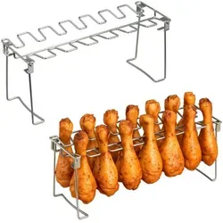Hähnchenschenkelhalter 2er Set – Ideal für Grill und Backofen - Praktischer Grillkorb aus Edelstahl, leicht zu reinigen und wiederverwendbar. Perfekt für saftige Hähnchenschenkel und ein müheloses Grillvergnügen.