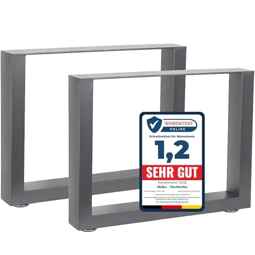 Melko 2X Tischkufen aus Vierkantprofilen - Möbelfüße im Industriedesign, belastbar bis 400 kg, ideal für DIY-Möbelprojekte und zur optischen Aufwertung Ihrer Möbel.