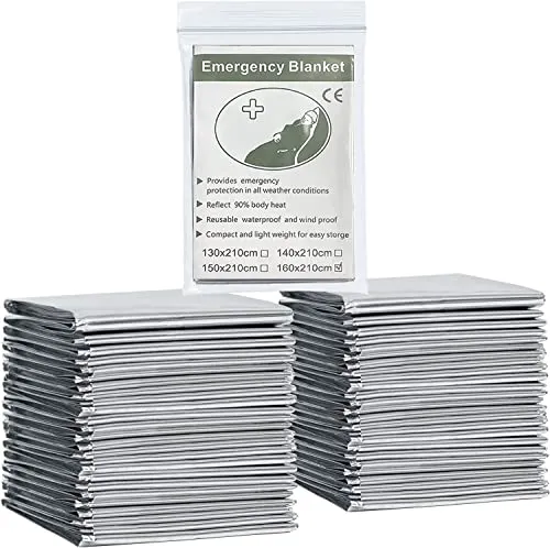 KAHEIGN 14Pcs Rettungsdecke 160cm x 210cm Notfalldecke Wärmedecke Hochreflektierende Reißfest Wasserdicht Überlebensdecken für Notfälle Erste Hilfe Outdoor Camping Wandern