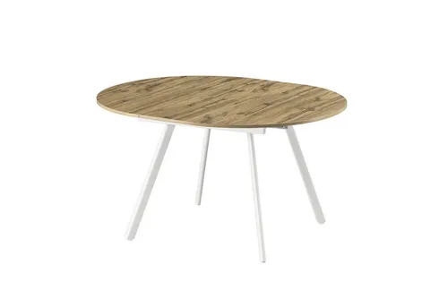 B&D home Esstisch LIV, Rund, ausziehbar 120-150cm - Skandinavischer Esstisch für 4-6 Personen, ausziehbar von 120 auf 150 cm, mit pulverbeschichtetem Metallgestell für Stabilität und modernes Design.