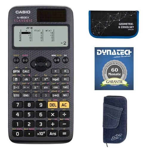 Casio FX-85 DE X mit Jeans-Tasche, Zirkelset und Garantieverlängerung