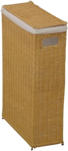 HOFMANN LIVING AND MORE Wäschekorb - Platzsparend & Stilvoll - Der schmale Wäschekorb ist nur 16 cm breit und perfekt für enge Nischen. Mit stabilem Eisenrahmen und handgeflochtenem Rattanrohr, sowie herausnehmbarem Baumwollstoff für den Schutz Ihrer Wäsche.