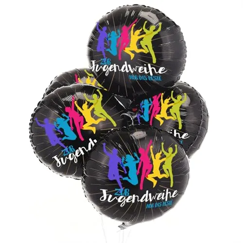 Stück Jugendweihe Deko Folienballon Luftballons Dekoration für Jugendweihe (5 Stück-Schwarz) 5