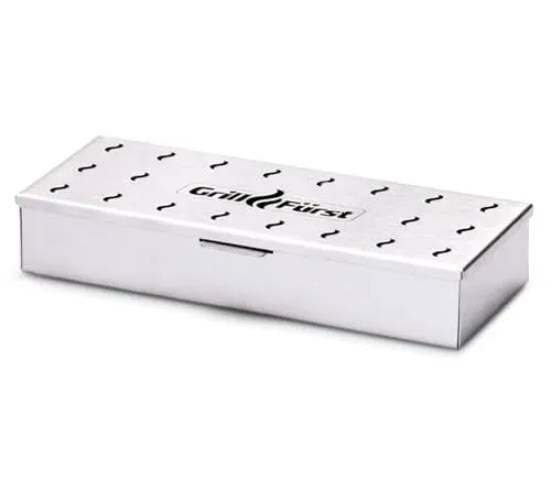 Grillfürst Universal Räucherbox - Smoker-Box aus Edelstahl für Gasgrill und Holzkohlegrill, Räucherchips-Box für EIN tolles Raucharoma, 22,5 x 9 cm
