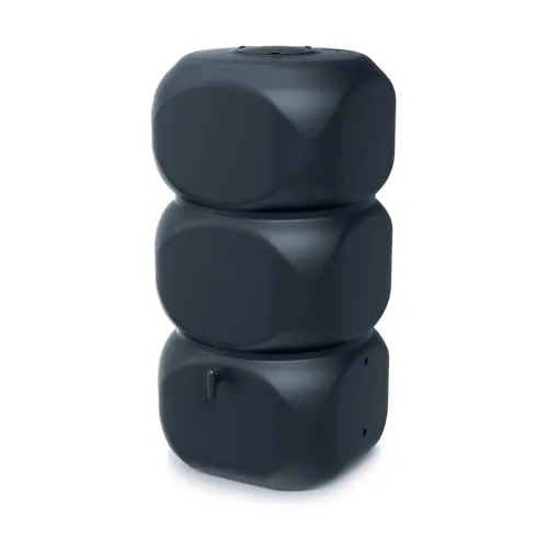 Kreher XL Regentonne mit 320 L Volumen aus Kunststoff (wählbar). Tolle Optik in einem schlichten, edlen Design - mit Auslaufhahn! (Anthrazit)