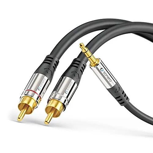 Sonero Premium Audio Adapterkabel, 10,0m, 3.5mm Klinke auf 2x Cinch Stecker, vergoldete Kontakte, schwarz