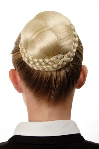 Dutt Haarteil aufwendig geflochten Haarknoten Tracht Blond Platinblond N796-613
