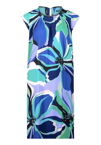 Betty Barclay Damen Jerseykleid Kurzarm 44, Blau/Grün