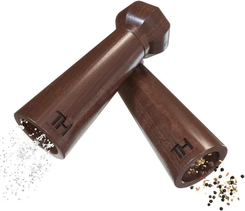 Thiru Salz-/Pfeffermühle patentiertes Keramikmahlwerk - inkl. Untersetzer & Reinigungspinsel