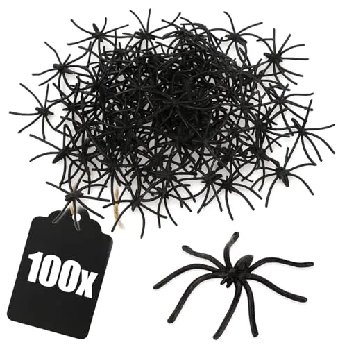 com-four® 100x Deko-Spinnen - wiederverwendbare Streudeko für Halloween - gruselige Spinnen als Tischdekoration für Horror-Partys & schaurige Events (100 Stück)