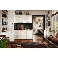 pino Küchenzeile 150 cm Magnolienweiß Hochglanz Anschlag,inks