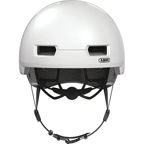 ABUS Stadthelm Skurb ACE - Stylischer Allround-Fahrradhelm in Silber/Weiß, Größe L - Fahrradhelme – ABUS Skurb ACE vereint Sicherheit und Style. Ideal für den urbanen Lifestyle, BMX und Skateboarding mit Ponytail-Kompatibilität und individuellem Verstell-System.