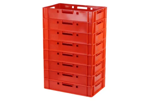 Logiplast Allzweckkiste (Spar-Set, 8 Stück) - Euronorm Kisten E1 in verschiedenen Farben, ideal für Lebensmittelproduktion und Lagerung. Stapelbar, mit 4 Griffen für einfaches Handling und aus lebensmittelgeeignetem HDPE.