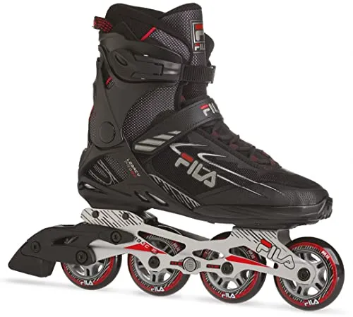 FILA Inline Skates Legacy Pro 80 - Schwarz/Rot, Größe 44 (11) - Inliner für Herren mit 80mm Rollen und ABEC 5 Kugellagern, ideal für entspanntes Skaten dank hoher Cuff und komfortabler Polsterung.