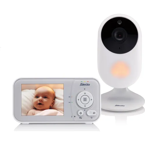Alecto Video-Babyphone DVM2028 - Babyphone mit Infrarot-Nachtsicht, Gegensprechfunktion und Temperaturanzeige – ideal für sichere Überwachung Ihres Babys, auch bei Dunkelheit.
