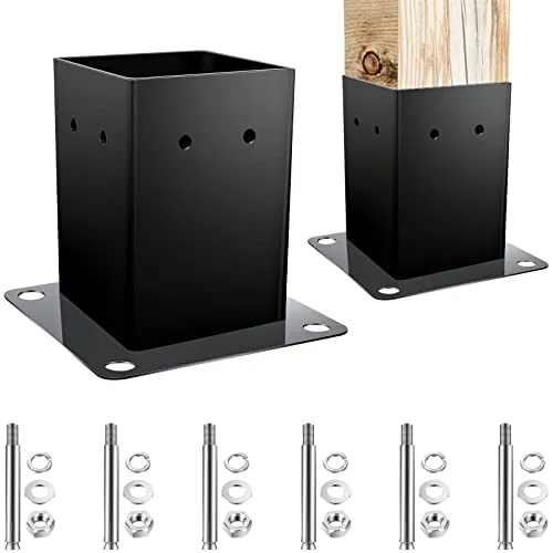 Aufschraubhülse Pfostenhülse Zaunträger Bodenplatte Pfostenträger 95 mm x 95 mm Pulverbeschichteter Vierkantpfosten Zaunpfostenhalter Bodenhülse, 1 Stk