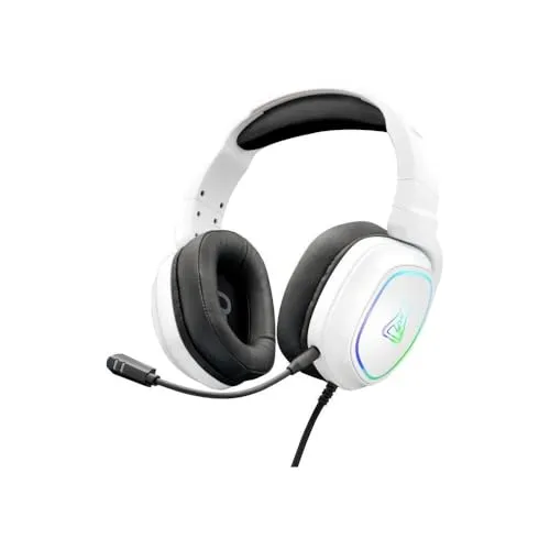 THE G-LAB - Korp Radium Gaming Headset mit abnehmbarem Mikrofon, Gaming Kopfhörer mit LED Licht, Gaming Kopfhörer mit Kabel Stereo Sound Bass 3.5mm, Kompatibel mit PS4/PS5/Xbox/Switch/PC