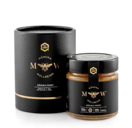 Manuka Wellbeing echter Honig MGO 300+ | UMF 10+ (300g) im Glas | hergestellt, verpackt und MGO-Gehalt-zertifiziert in Neuseeland | 100% pur