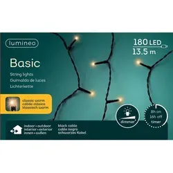 Lumineo LED Lichterkette Basic 1350 cm 180 Lichter classic warm - Schwarz