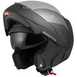 Bogotto V280 Klapphelm, schwarz, Größe XS für Männer - Motorradhelm mit thermoplastischer Schale, kratzfestem Visier und integriertem Sonnenvisier für optimalen Komfort und Sicht.