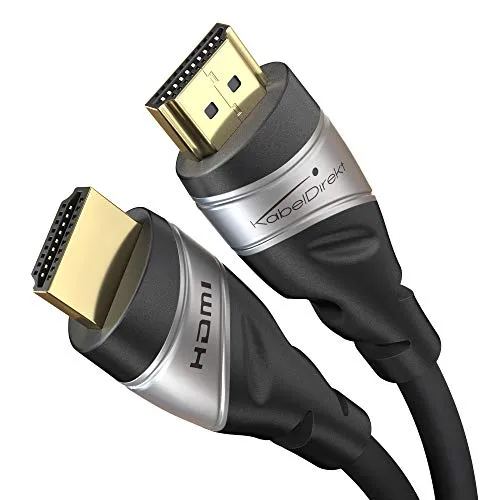 KabelDirekt – 10K & 8K HDMI Kabel, HDMI 2.1 b – 3m, erhältlich in 0,5-5m – Zertifiziert, in Deutschland entwickelt (Ultra High Speed Kabel für PC, PS5, Xbox, Monitor/TV – schwarz-silbern)