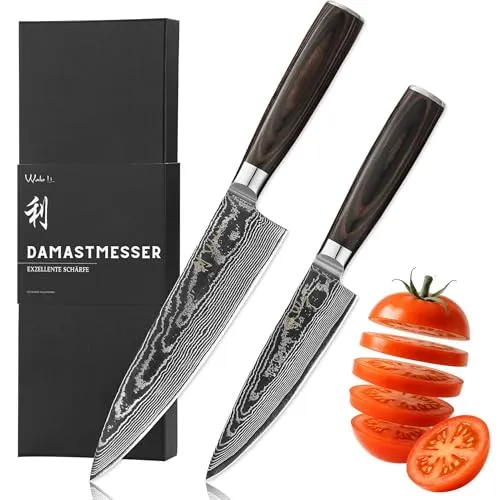 Wakoli EDIB Essentials 2er Damast Chefmesser-Set von Wakoli