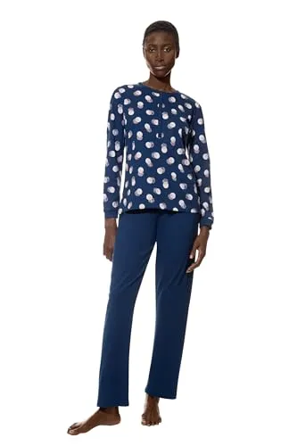 Mey Schlafanzug SCRIBBLED DOTS (2 tlg) - Nachtwäsche in tiefem Marineblau, atmungsaktiv und aus 100% Baumwolle, ideal für gemütliche Nächte.