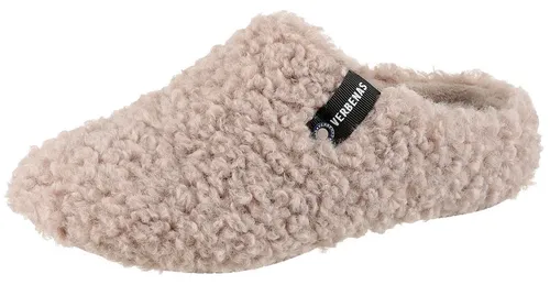 Verbenas York Curly Damenschuhe Hausschuhe Beige - Hausschuhe mit flauschiger Innensohle für ultimativen Komfort, ideal für entspannte Stunden zu Hause. Modisches Design trifft auf rutschhemmende Gummilaufsohle.