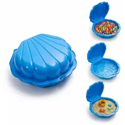 ONBEST 2-in-1 Sandmuschel mit Deckel – Blau | 100 kg Kapazität | 88 x 78 x 38 cm
