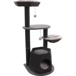 Flamingo Kratzbaum Berliot schwarz - Kratzbaum in elegantem Schwarz, ausgestattet mit weichem Textil und abnehmbaren, waschbaren Kissen für optimale Hygiene. Ideal für Katzenliebhaber, die Komfort und Stil schätzen.