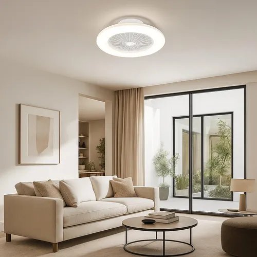 MeLiTec Deckenleuchte mit Ventilator DV05 - Modernes Design mit Fernbedienung - Moderne Deckenleuchte mit integriertem Ventilator, Ø 49 cm, einstellbare Lichtfarbe von warmweiß bis kaltweiß. Ideal für angenehmes Raumklima und stilvolle Beleuchtung.