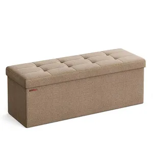 SONGMICS Sitztruhe LSF077R01V1 taupe Stoff 110 cm - Alternatives Sitzen: Flexible Sitztruhe mit 300 kg Tragkraft und stilvollem taupe Design – ideal für gemütliche Pausen und vielseitige Nutzung.