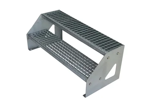 Kaminbau Mierzwa Außentreppe Premium Treppe Verzinkt Freistehend, für Geschosshöhen bis 38.00 cm, Stufen Gitterroststufen nach DIN 24531, (Höhe 38 cm, Breite wählbar aus 60, 80, 100, 120, 140 cm), Gartentreppe Stahltreppe Wetterfest Rostfrei Feuer-Verzinkt Rutschfest