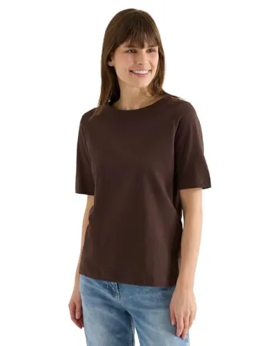 Kurzarm T-Shirt aus Reiner Baumwolle in braun von CECIL