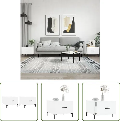 The Living Store Couchtische 2 Stk. Weiß 50x50x40 cm