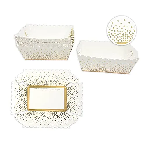 Frau WunderVoll® Kuchen Backformen 48 Stück, Gold Punkte zum zusammenstecken/Mini Kuchenform Backformen, Backförmchen, Muffin Backform, Papierbackform, Förmchen Papier Kastenform Einweg Backform