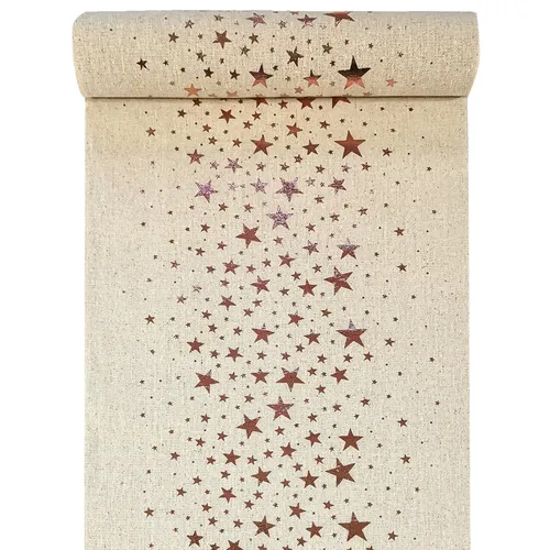  Tischläufer Sterne 28cm x 3m natur / roségold Weihnachten Advent 4,98 €/m