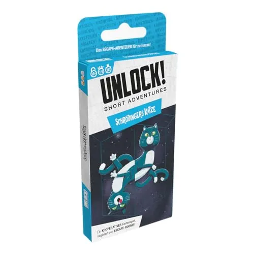Asmodee, Unlock! Short Adventures – Schrödingers Katze, Familienspiel | Kooperatives Escape-Rätselspiel für 1-6 Spieler, 30 Minuten, Brettspiel ab 10 Jahren, Schwierigkeit: Mittel, Deutsch