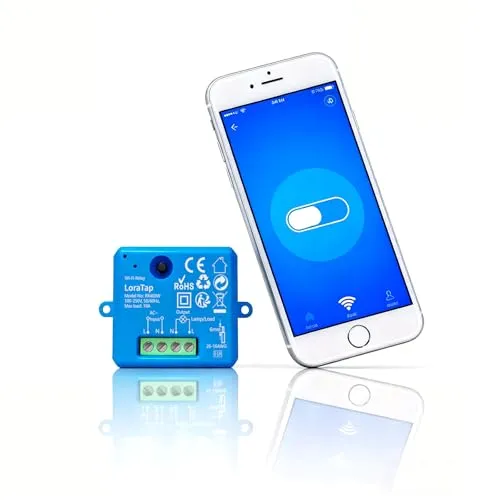 LoraTap WLAN-Schalter Alexa, kabellos, Mini-Größe, Empfänger 2500W, 10A, intelligenter Schalter, Fernsteuerung per Telefon, Relais kompatibel mit Alexa und Google Assistant