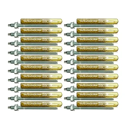 Isolbau Verbundanker Set - Verbundankerpatrone styrolfrei V10 + Ankerstange verzinkt M10 x 130 - ETA/ETAG Zulassung - 20 Stück
