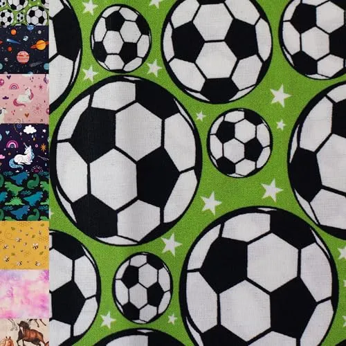 MAGAM-Stoffe Niklas Kinder Baumwollstoff ÖKO-TEX Meterware ab 50cm (Fussball grün)