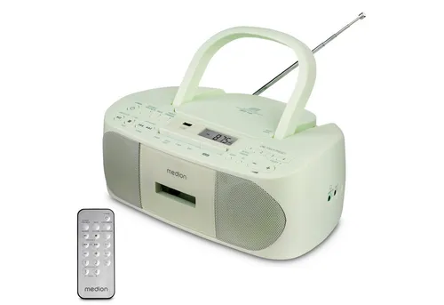 Medion Radio (AM-FM-Tuner) - Tragbares Audio-System mit 3 W RMS, grünes Design und vielseitige Wiedergabefunktionen