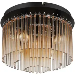 GORLEY Deckenleuchte 5-Flammig mit Glasstäben und Chrom-Akzenten - Lampen: Moderne Deckenleuchte mit elegantem Design aus Metall und amberfarbenen Glasstäben für ein einzigartiges Lichtspiel und stilvolle Akzente in jedem Raum.