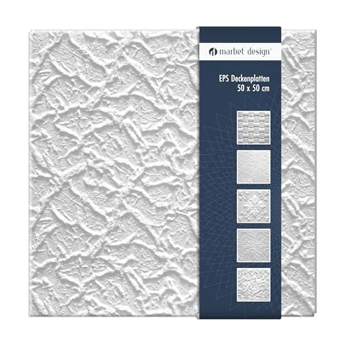 Marbet Design Wanddekoobjekt BRYZA WEISS – Deckenpaneele aus Styropor - Kreative Deckenverkleidung mit leichten Styroporplatten in 6 Designs. Ideal für individuelle Raumgestaltung und zur Kaschierung von Mängeln. Einfach zu montieren und pflegeleicht!