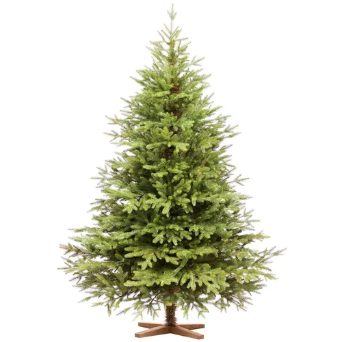 FAIRYTREES Weihnachtsbaum 180cm Nordmanntanne künstlich mit Holzständer