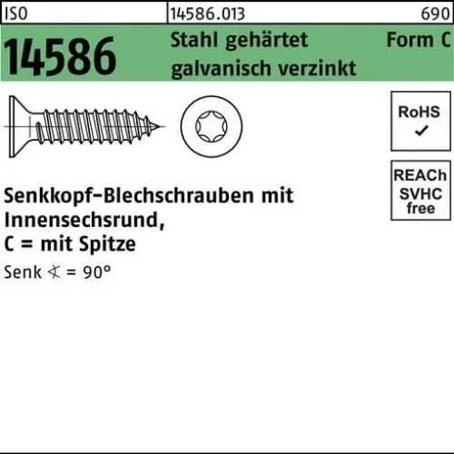 250er PACK(Stk)  014586001030048050 Senkblechschraube ISO 14586 m.Innensechsrund