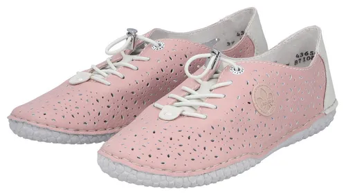 Rieker Damen Slipper mit floralem Muster und Gummizug, Größe: 38 EU, Farbe: Rosa - Leichter Damen Slipper von Rieker mit Gummizug für perfekten Sitz. Florales Design sorgt für gute Laune, während die rutschfeste Sohle optimalen Komfort bietet. Ideal für warme Tage und entspannte Ausflüge.