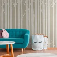 PROFHOME 382951-GU Fototapete Wald Grau Beige - Hochwertige Vliestapete in grau und beige mit grafischem Wald-Design. Ideal für Wohnzimmer, Schlafzimmer und mehr. Einfach zu verarbeiten und restlos trocken abziehbar.