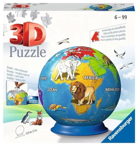 Ravensburger 3D Puzzle 11840 - Puzzle-Ball Kindererde, 72 Teile, fördert räumliches Denken und Feinmotorik für Kinder ab 6 Jahren