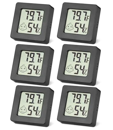 Stück Mini Luftfeuchtigkeitsmesser Thermometer, Digital Thermo-Hygrometer Innen, Luftfeuchtigkeit Hygrometer, Zimmerthermometer Hygrometer für Babyzimmer, Weinkeller, Büro, Wohnzimmer，Schwarz 6